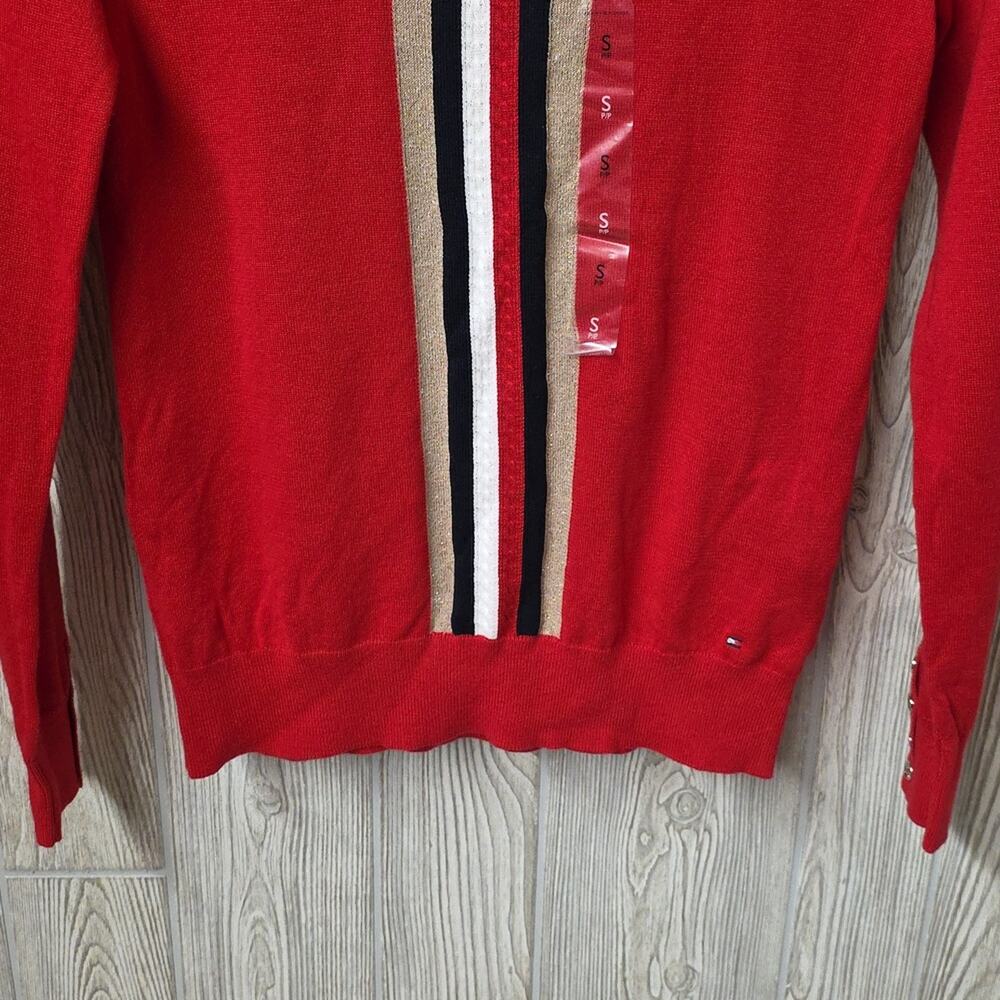 Tommy Hilfiger Global Cable Stella Red Turtleneck Sweater Womens Size Small NWT - Picture 3 of 11